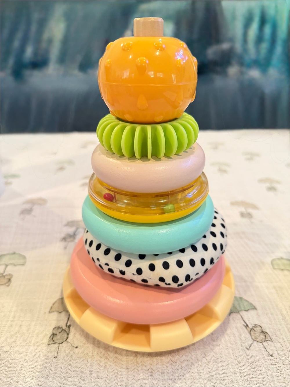 Colorful Baby Teething Toy - Mint, Yellow, Peach, Green, Orange